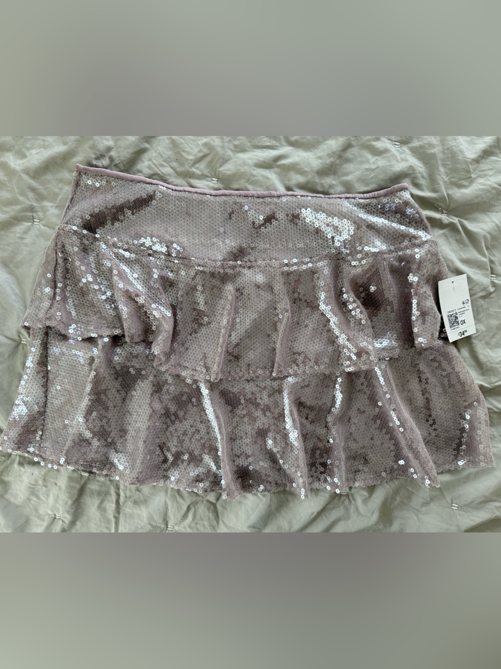 Forever 21 Dusty Rose Sequin Ruffle Mini Skirt